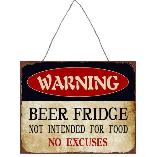 "Warning Beer Fridge" Tin Sign