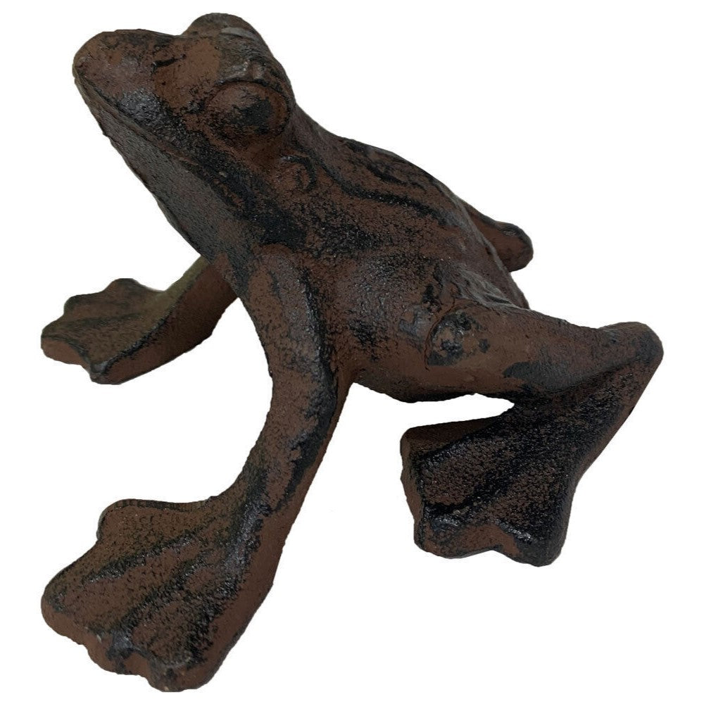 Watching Frog Cast Iron Statue Door Stopper - Antique Rust