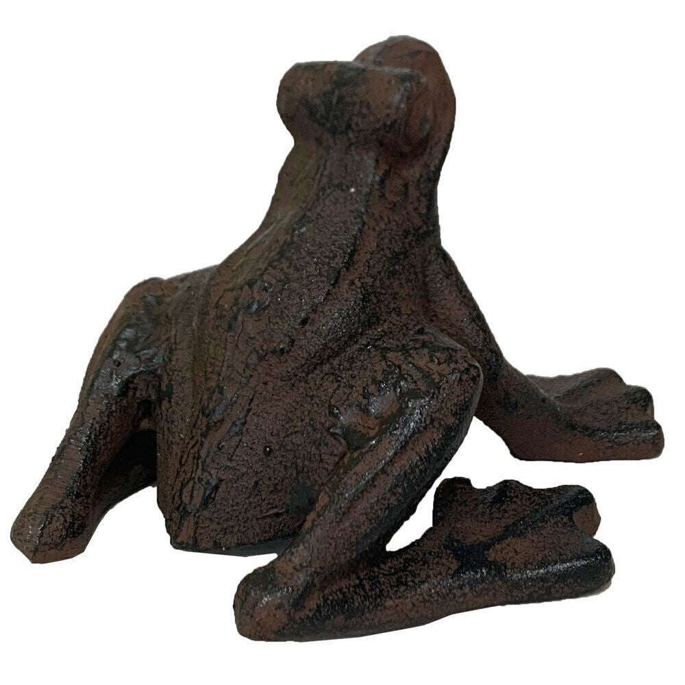 Watching Frog Cast Iron Statue Door Stopper - Antique Rust