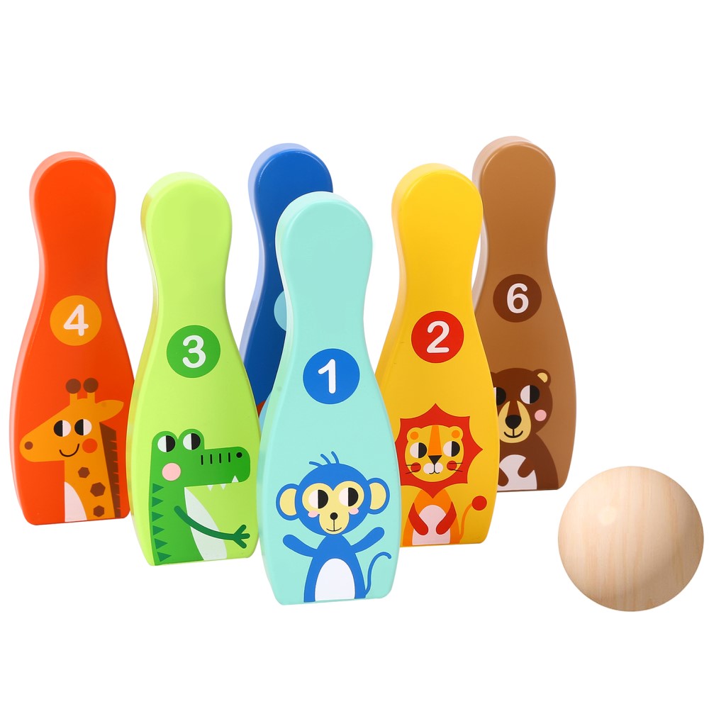 Wooden Jungle Bowling Game Set