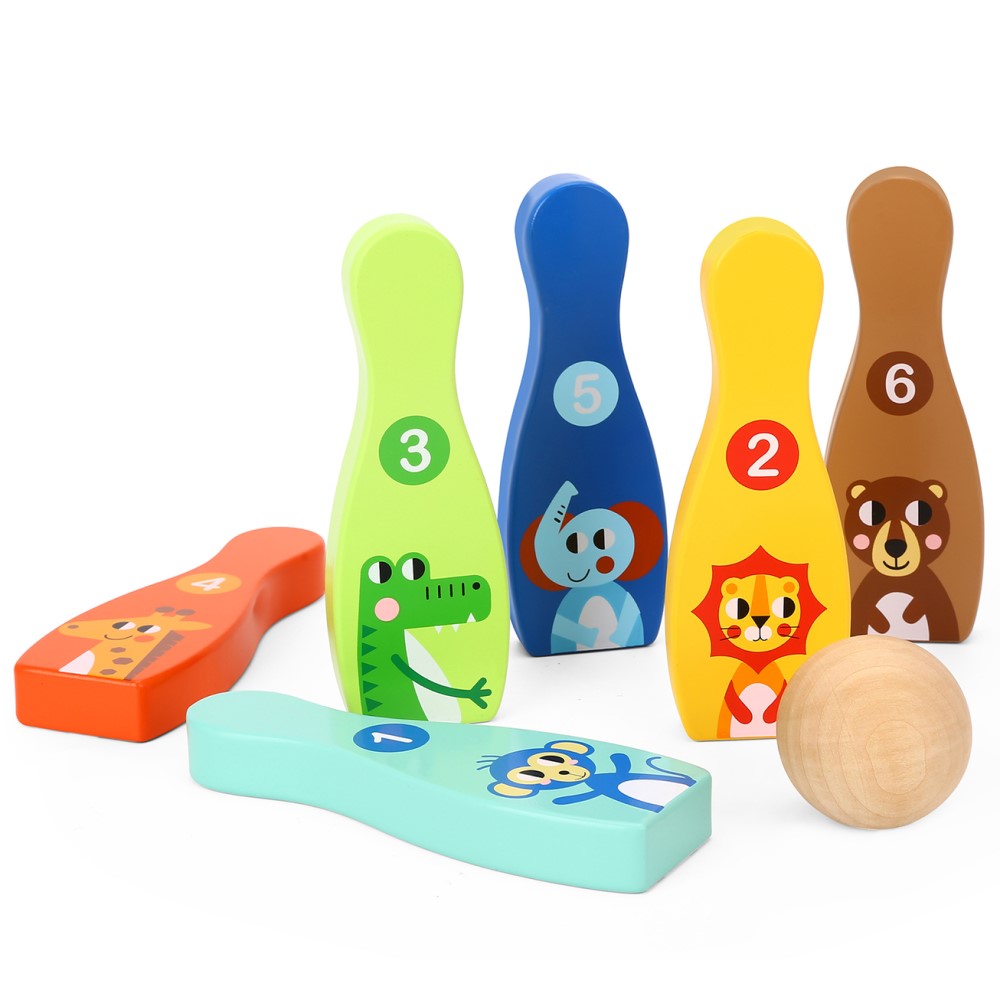 Wooden Jungle Bowling Game Set