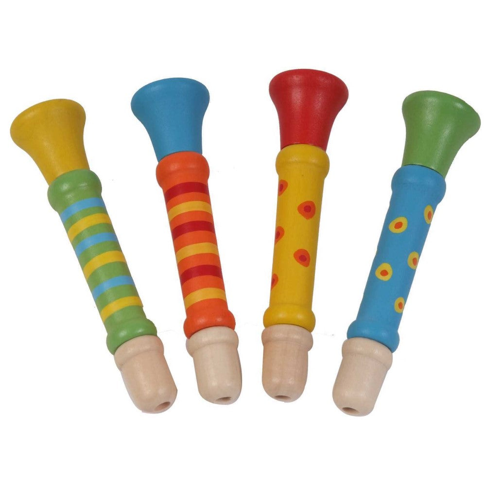 Wooden Patterned Kids Trumpet Set of 4