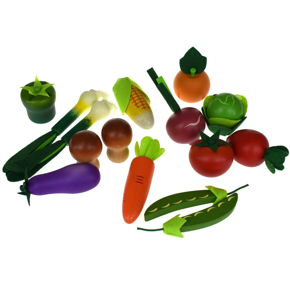 Wooden Vegetables 15 Pcs Set In Wooden Crate