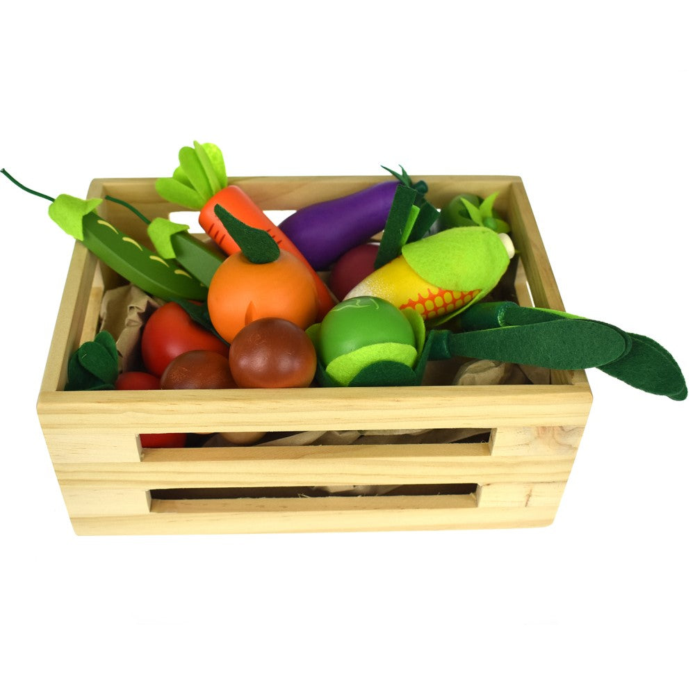 Wooden Vegetables 15 Pcs Set In Wooden Crate