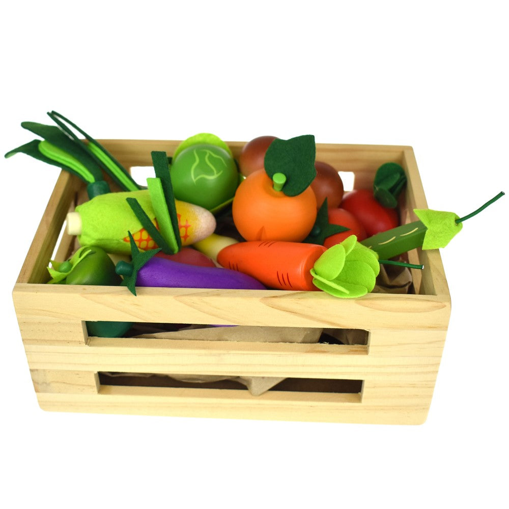 Wooden Vegetables 15 Pcs Set In Wooden Crate