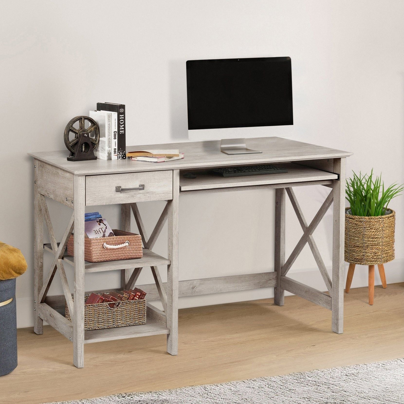 1.2m Writing Desk With Keyboard & Shelf