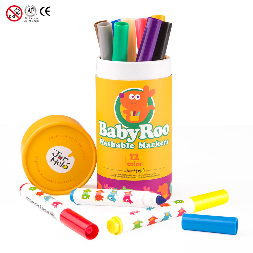 12 Colours Washable Crayons - Baby Roo