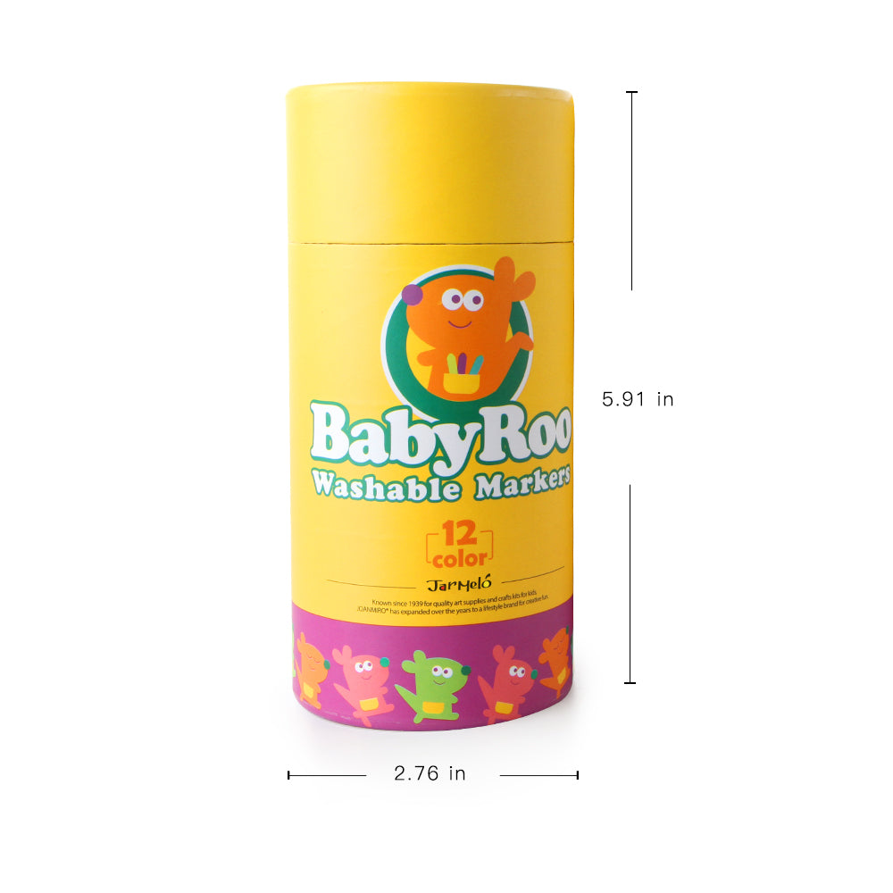 12 Colours Washable Crayons - Baby Roo