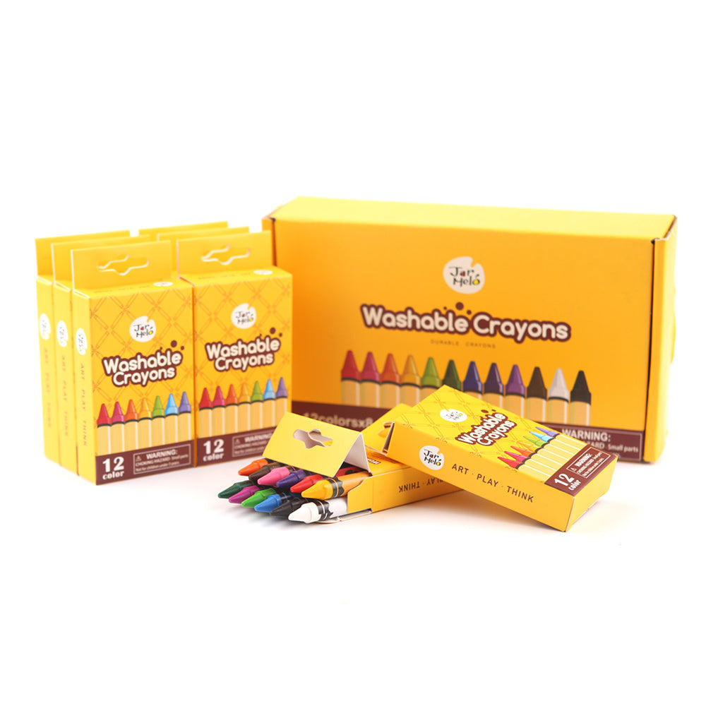 12 Colours Washable Crayons 8 Packs Each (Bulk Buy)