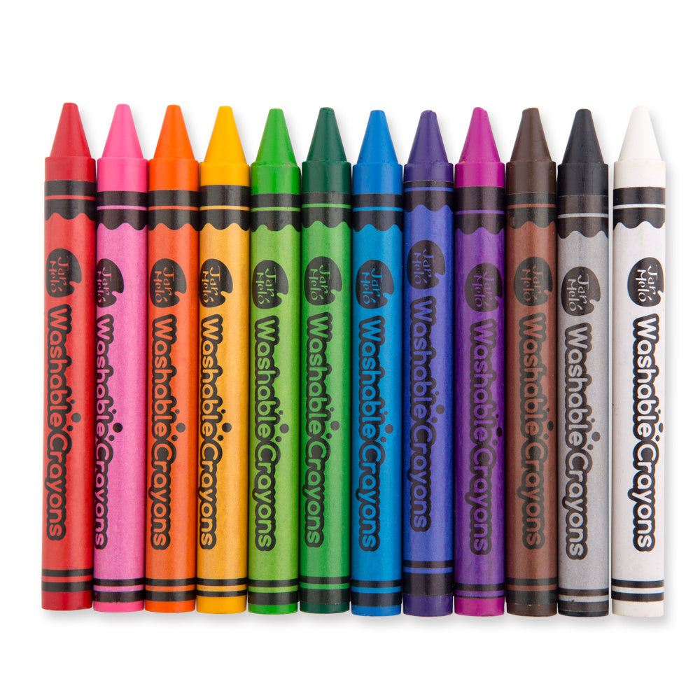 12 Colours Washable Crayons 8 Packs Each (Bulk Buy)