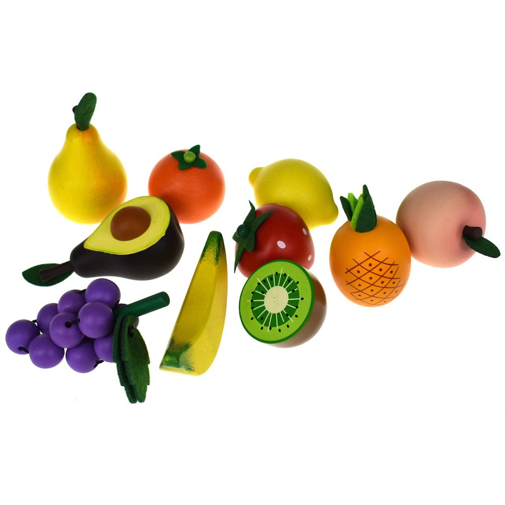 12Pcs Wooden Fruits Set With Wooden Crate