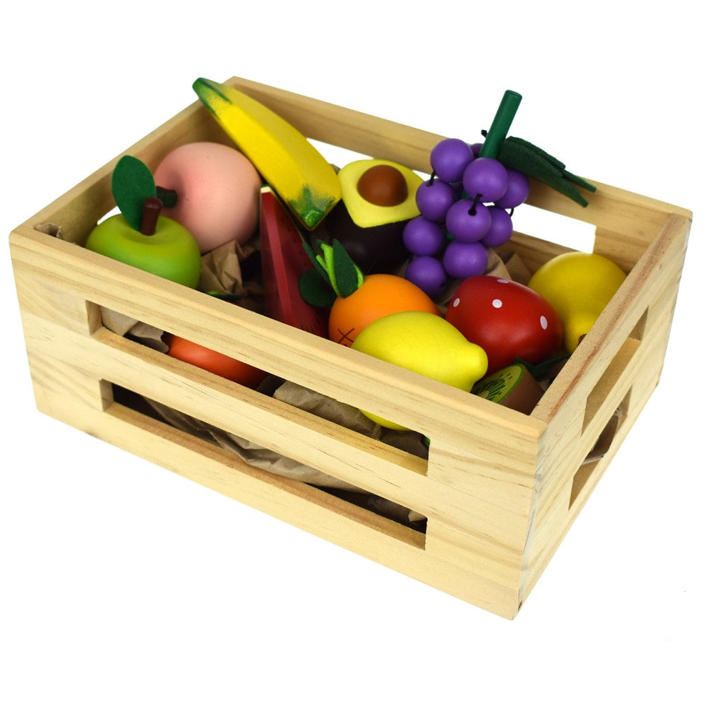 12Pcs Wooden Fruits Set With Wooden Crate