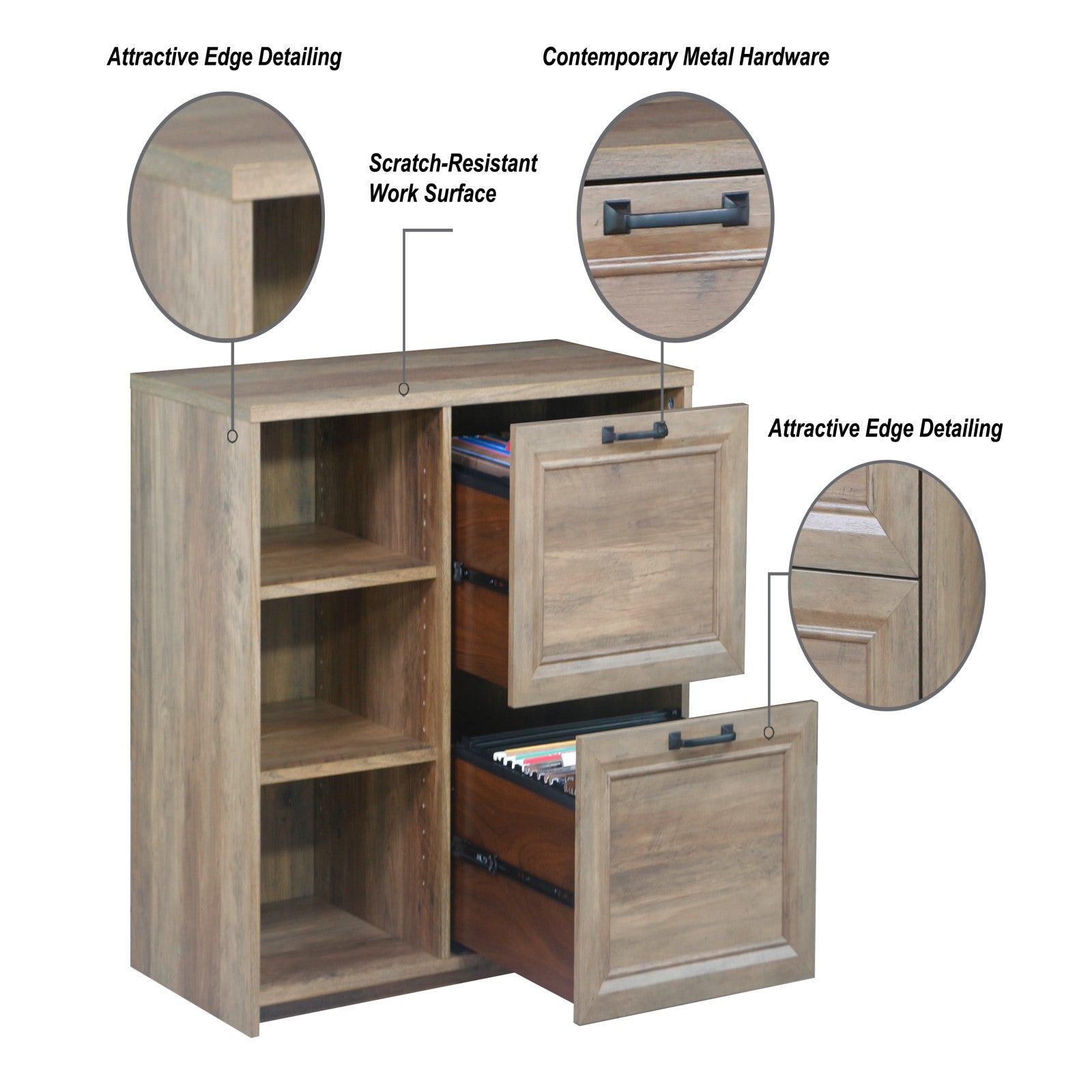 2-Drawer File Cabinet in Timeless Rustic Oak