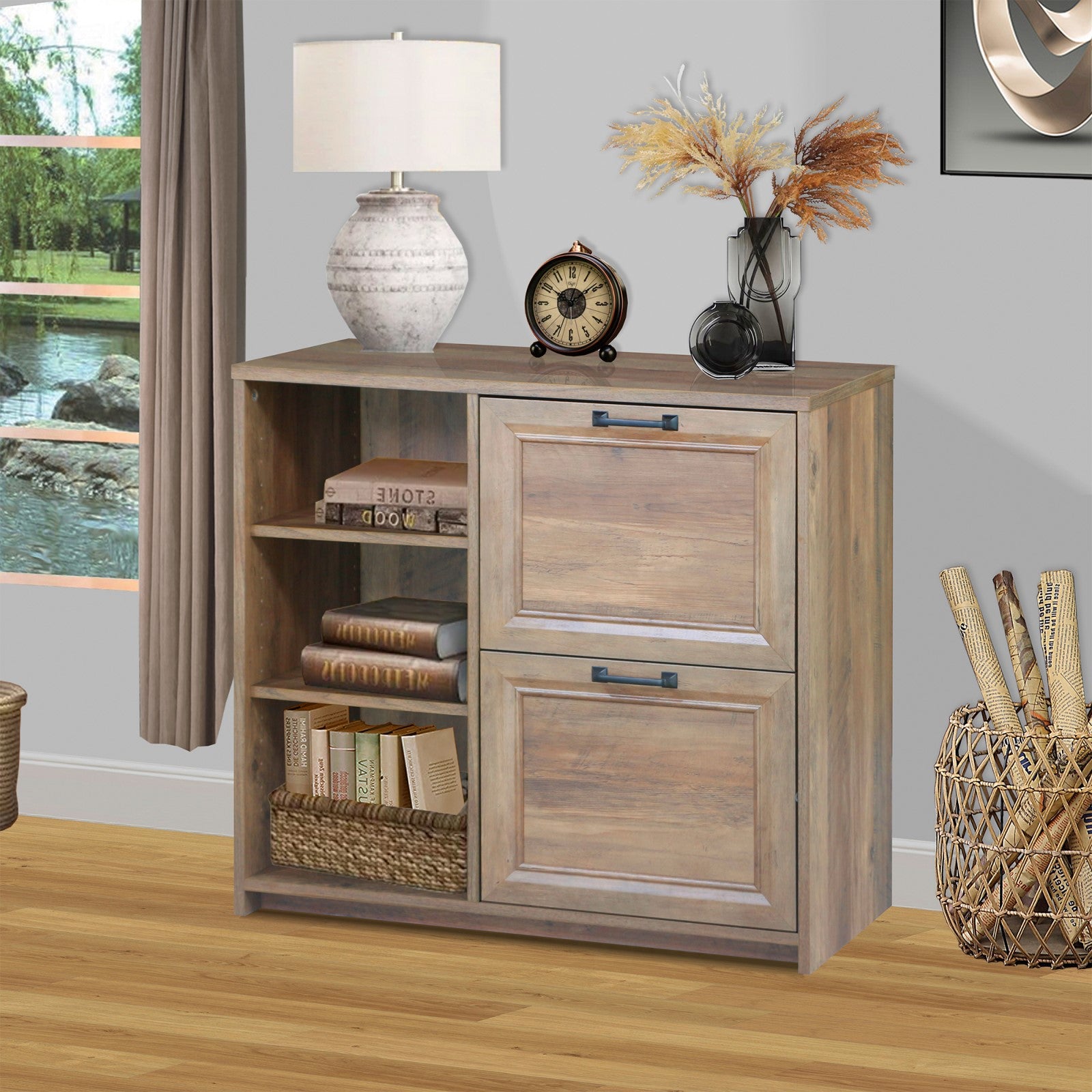 2-Drawer File Cabinet in Timeless Rustic Oak