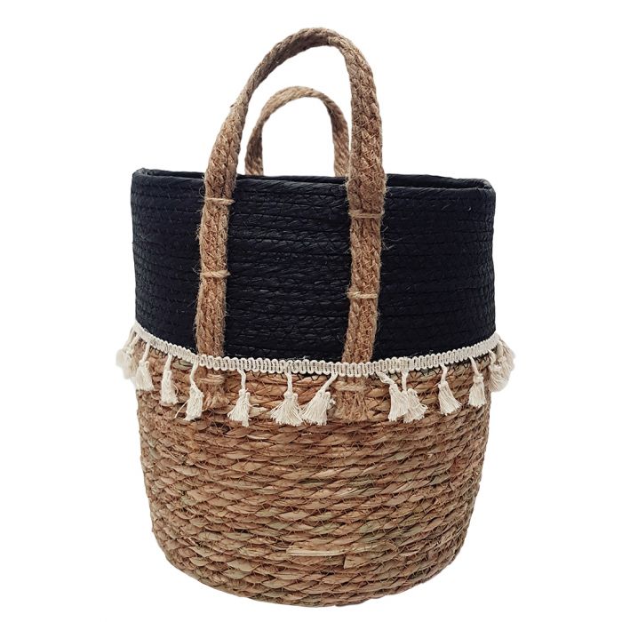 2-Tone Trish V-shape Basket with Tassels - Set of 3