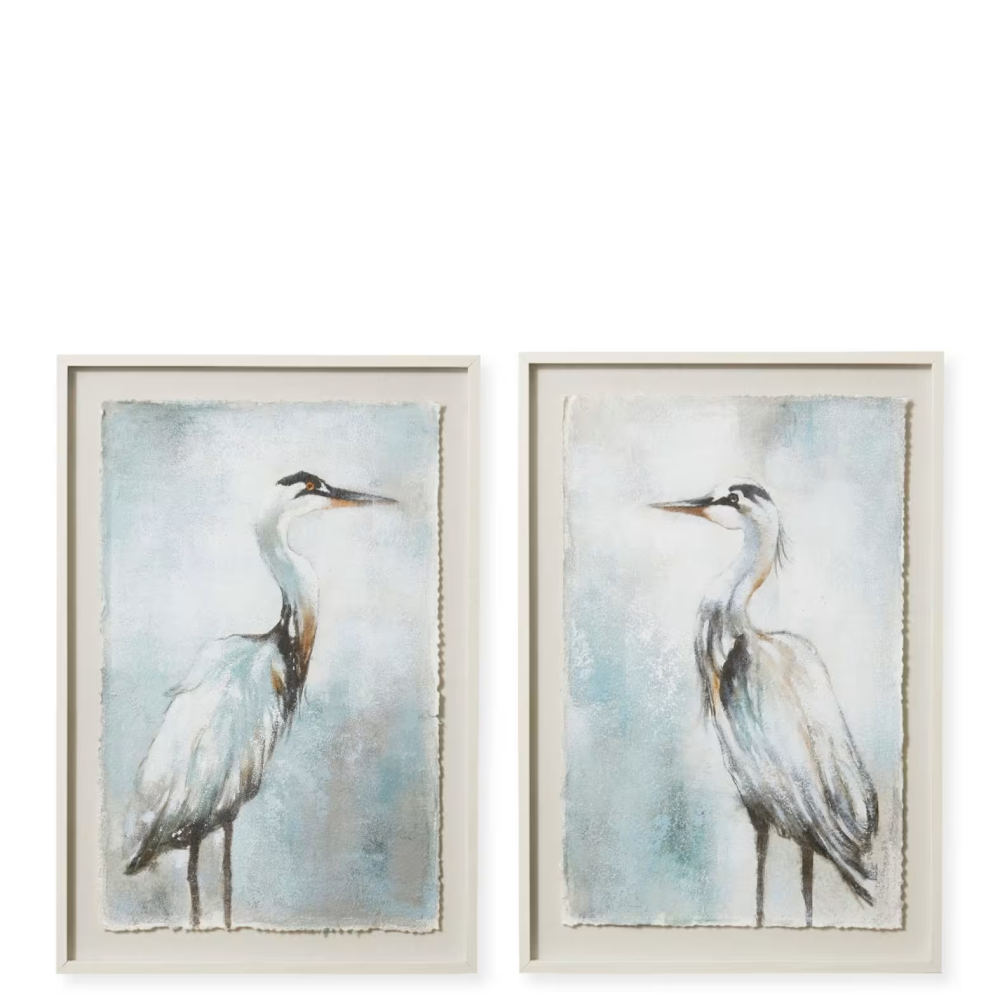 2 Assorted Bird Hand Painted Rice Paper Wall Art - 75 x 105cms