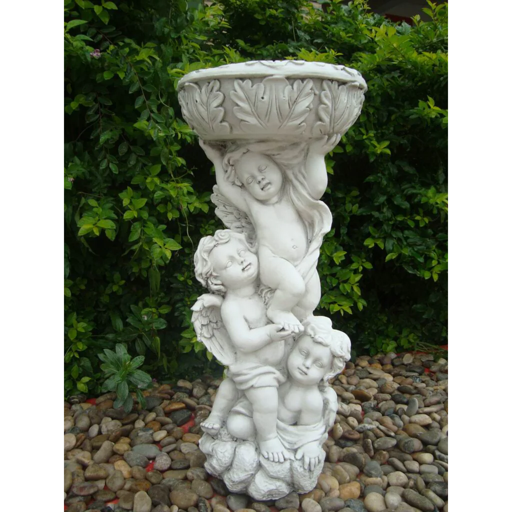 3 Angelic Bird Feeder Garden Statue