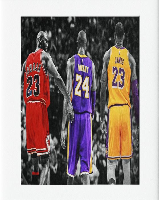 3 Backs Kobe Purple Jersey Mounted Print Wall Decor - 40x50cms