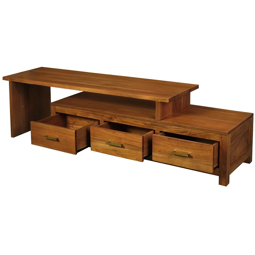 3 Drawer Extendable Entertainment Unit - Light Brown