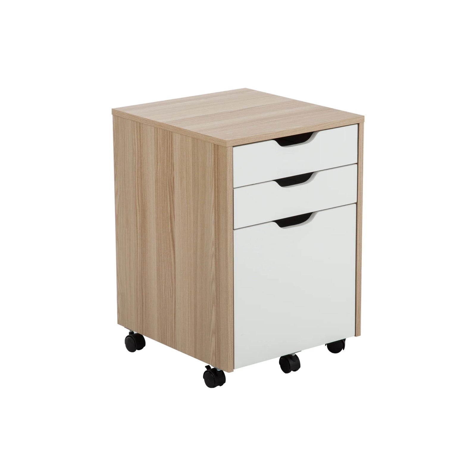 Light Timber Filing Cabinet 2 Drawers on Wheels