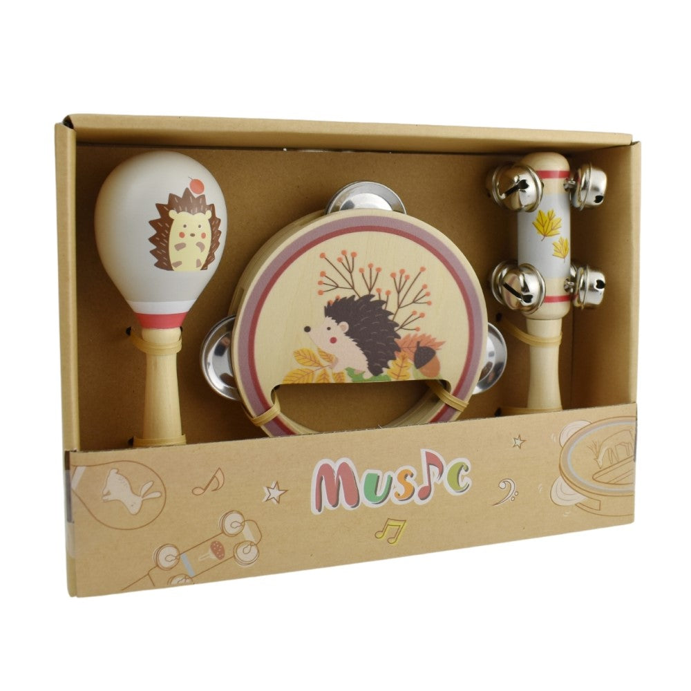 3Pcs Wooden Kids Musical Instruments Set - Hedgehog