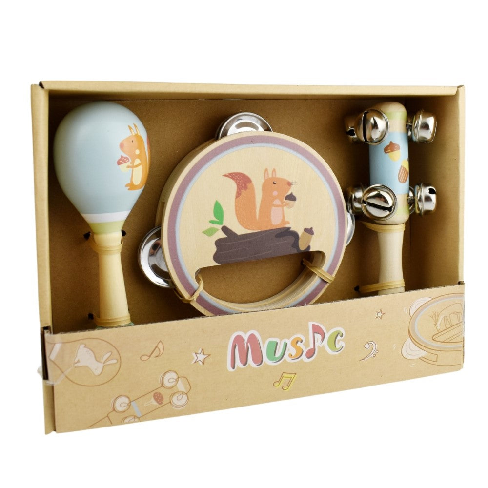 3Pcs Wooden Kids Musical Instruments Set - Squirrel