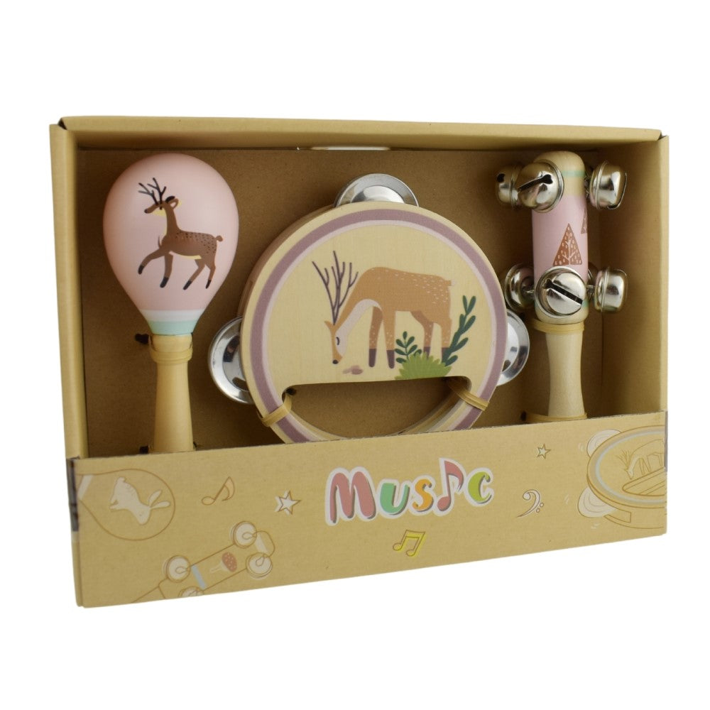 3Pcs Wooden Kids Musical Instruments Set - Deer