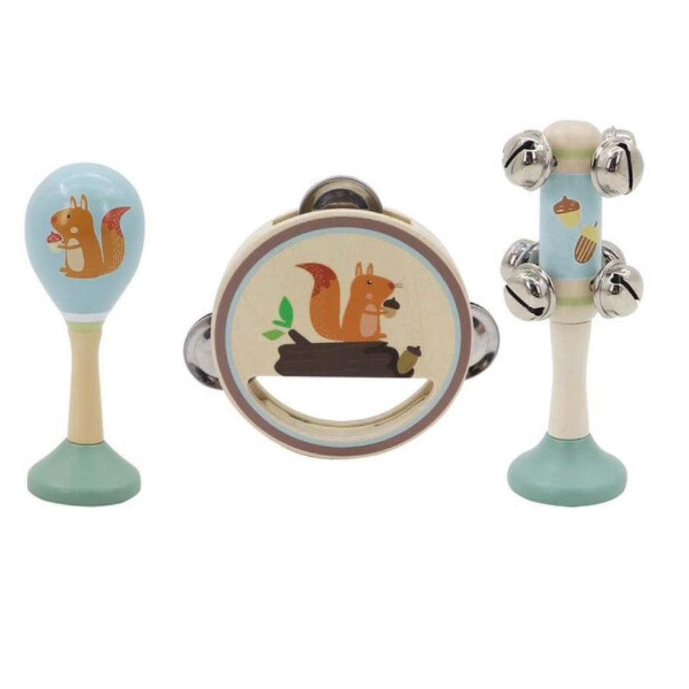 3Pcs Wooden Kids Musical Instruments Set - Squirrel