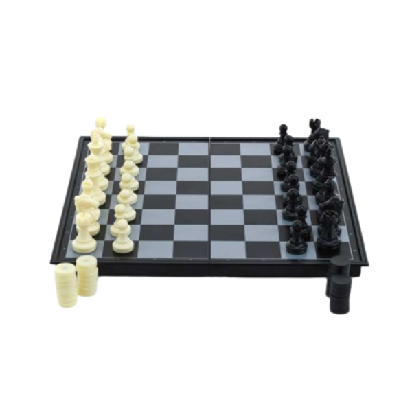 3 in 1 Magnetic Chess, Checkers and Backgammon Foldable Board