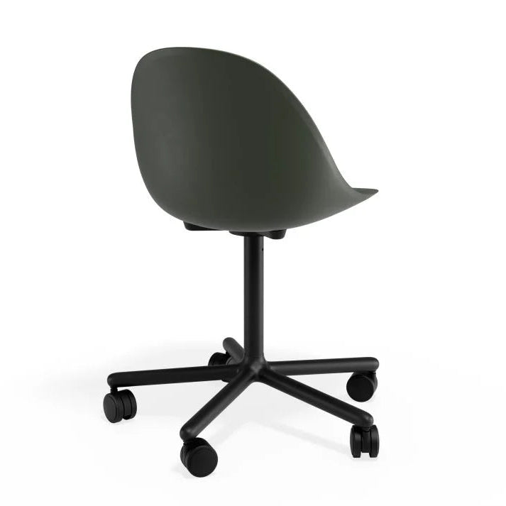 Pebble Seat Swivel Base Chair with Castors - Olive Green