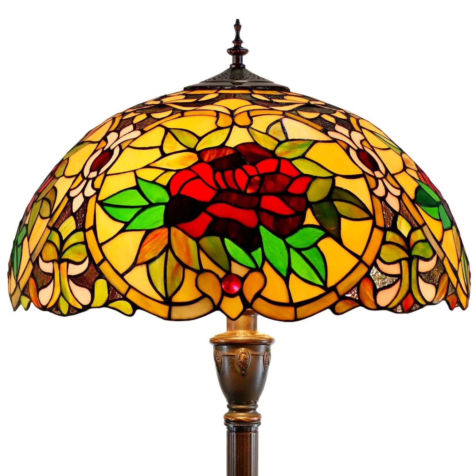 4 Roses Tiffany Stained Glass Floor Lamp