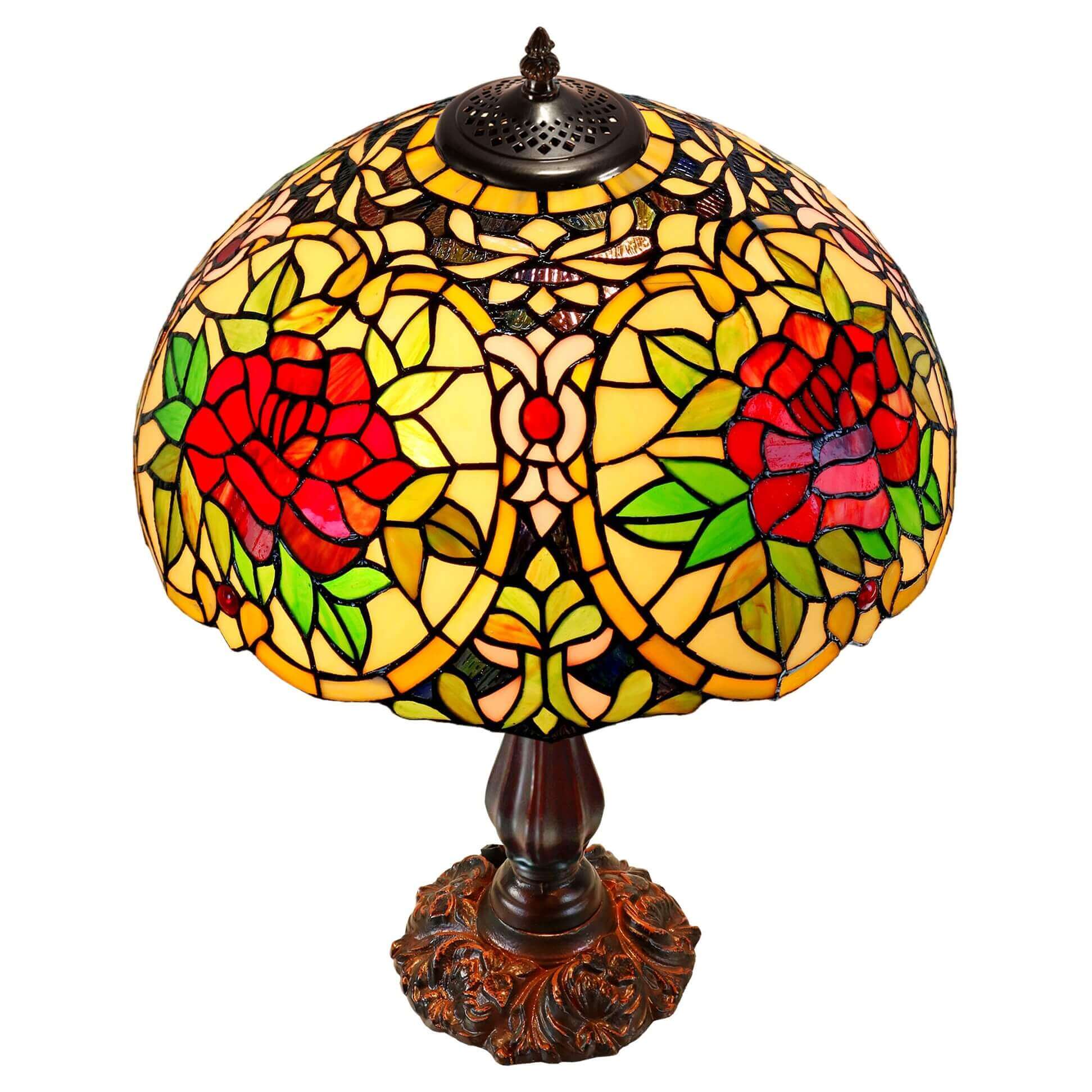 4 Roses Tiffany Stained Glass Table Lamp (Available in 2 Sizes)