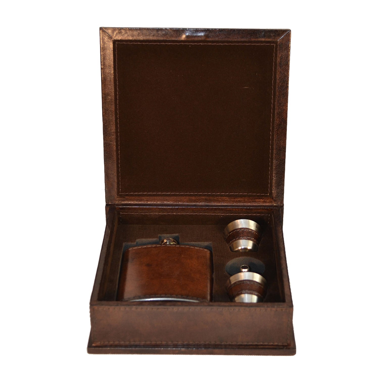 4 Pieces Leather Hip Flask Box Set (Available in 2 Colors)