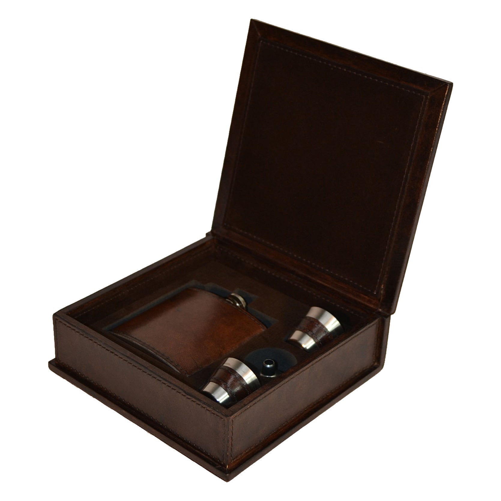 4 Pieces Leather Hip Flask Box Set (Available in 2 Colors)