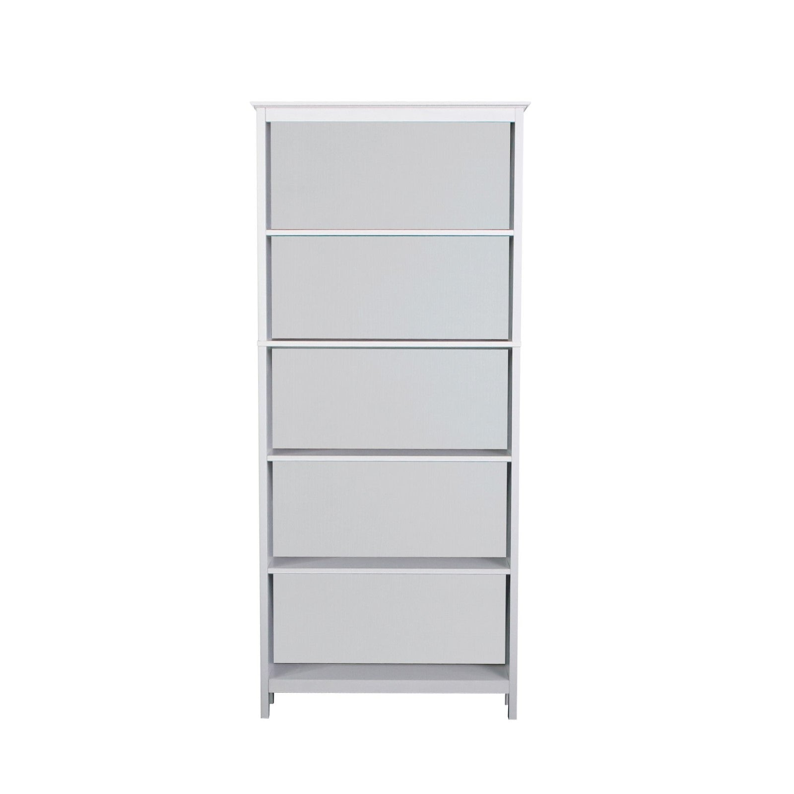 Stylish Engineered Wood 5-Shelf Hutch Bookcase White