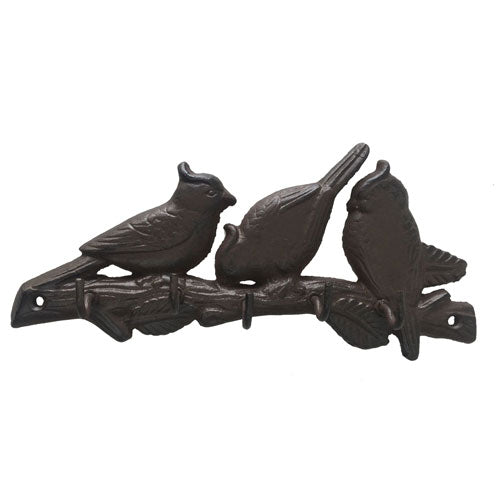 Birds 5 Hooks Cast Iron Wall Hanging