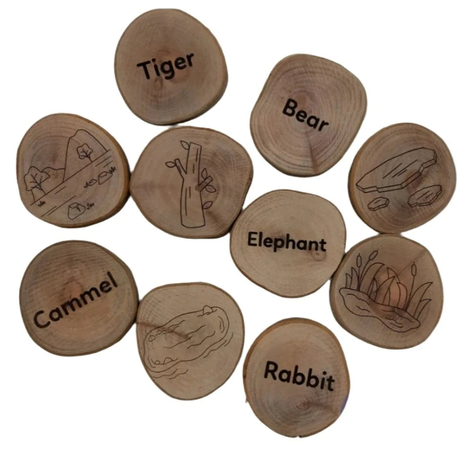 Wooden Animal Footprints & Habitat Set