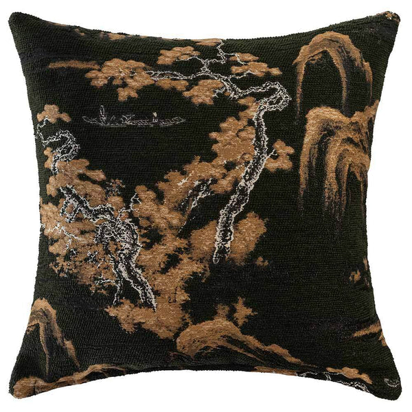 Adachi Square Black Cushion with Feather Insert - 50x50cms