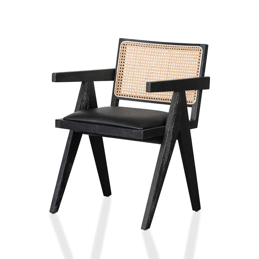 Aesthetic Rattan Dining Chair - Black