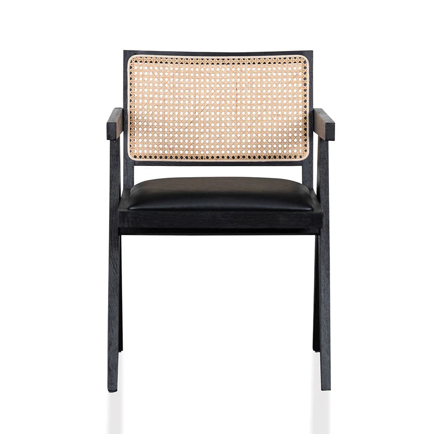 Aesthetic Rattan Dining Chair - Black