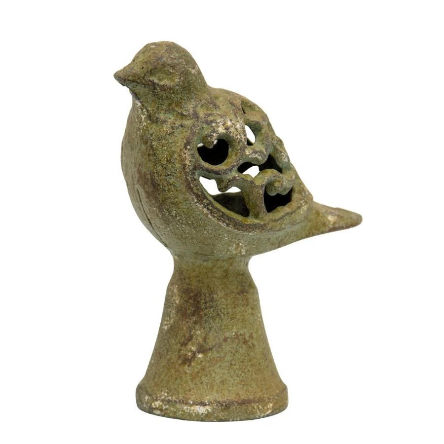 Aged Cast-Iron Bird on Base Decoration 14cms