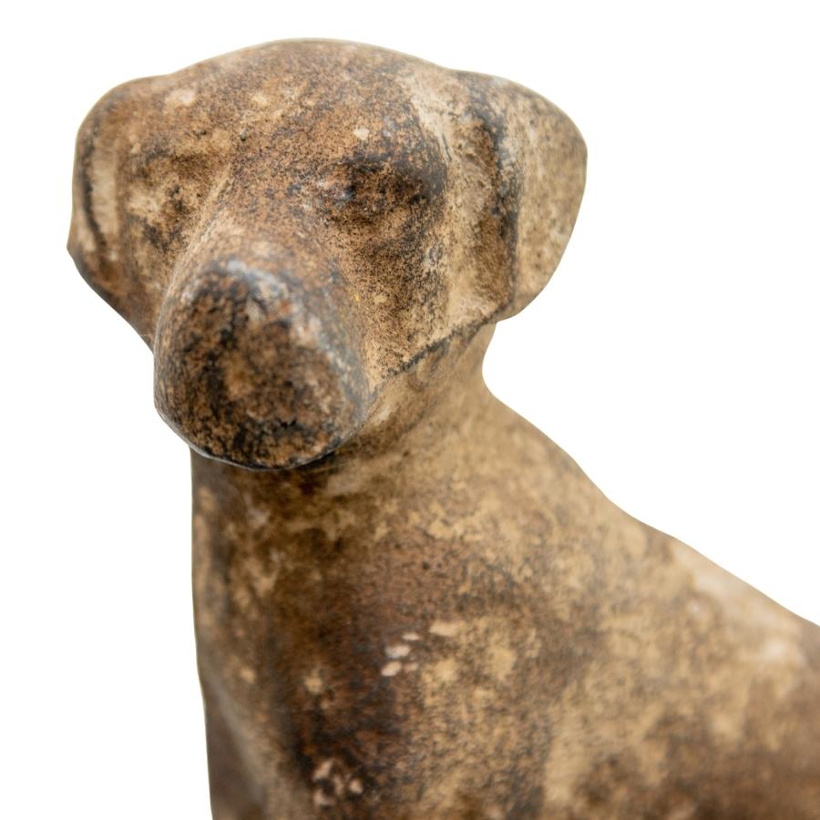 Aged Cast-Iron Sitting Dog Decoration 13.5cms