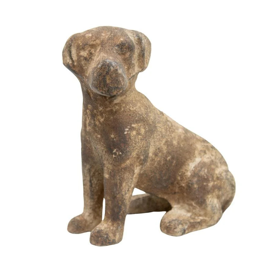 Aged Cast-Iron Sitting Dog Decoration 13.5cms