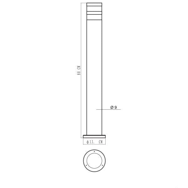 Aluminium Garden Bollard Light 80cms