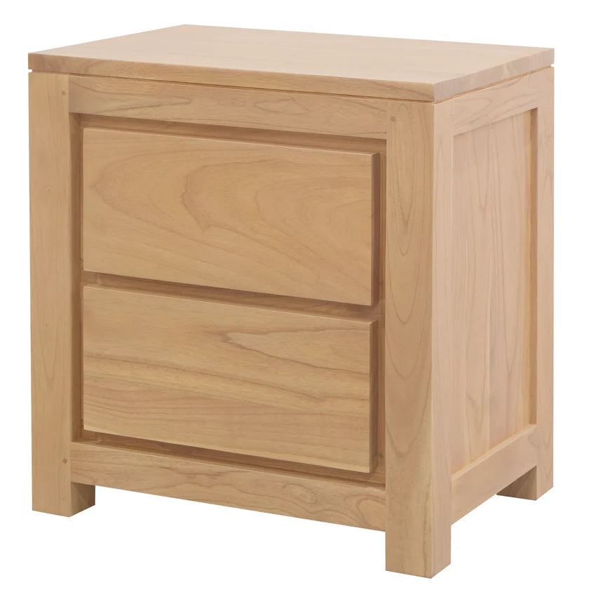 Amsterdam Solid Timber 2 Drawer Bedside Table - Natural