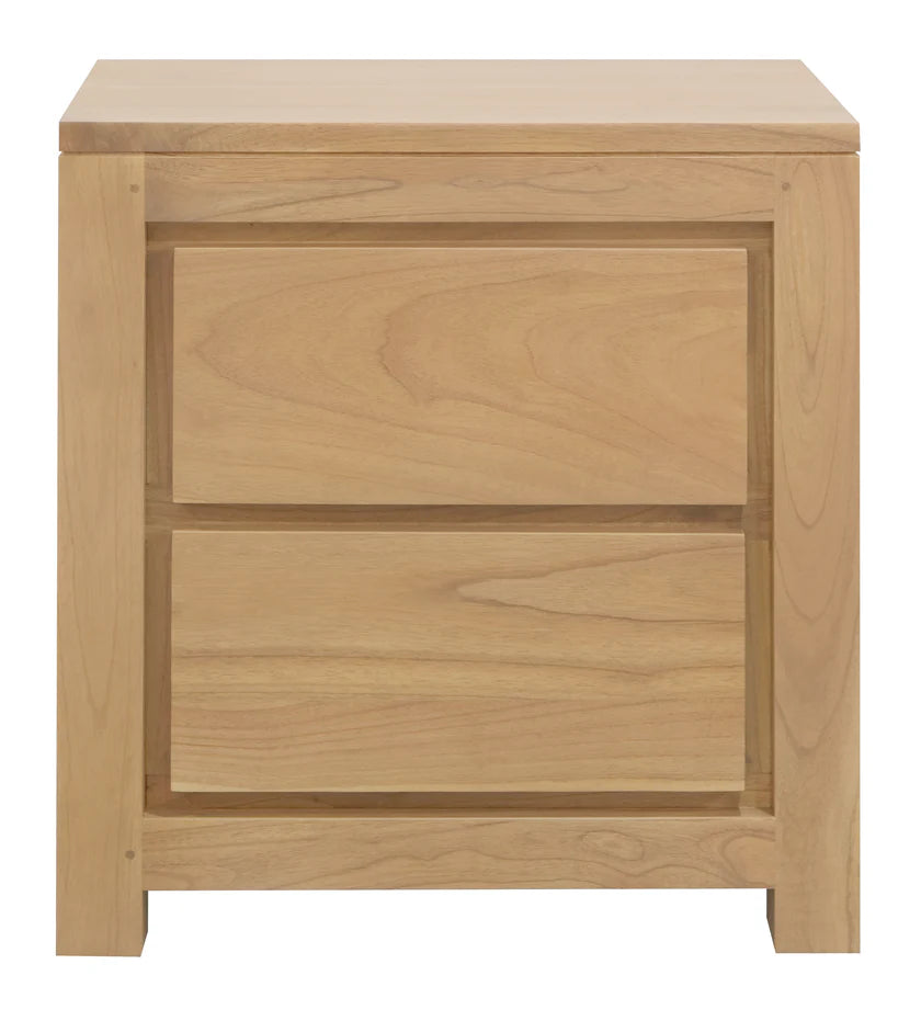 Amsterdam Solid Timber 2 Drawer Bedside Table - Natural