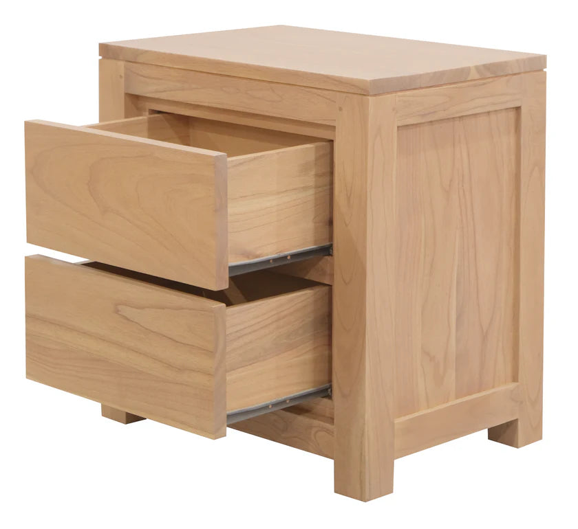 Amsterdam Solid Timber 2 Drawer Bedside Table - Natural