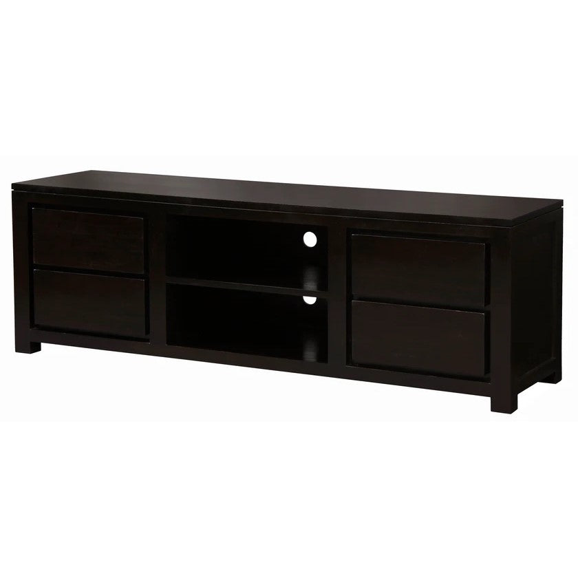 Amsterdam Solid Timber 4-Drawer Entertainment Unit - Chocolate