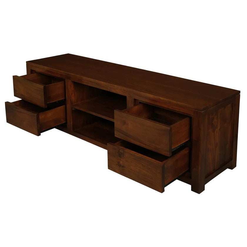 Amsterdam Timber 4-Drawer Entertainment Unit - 170cms - Mahogany