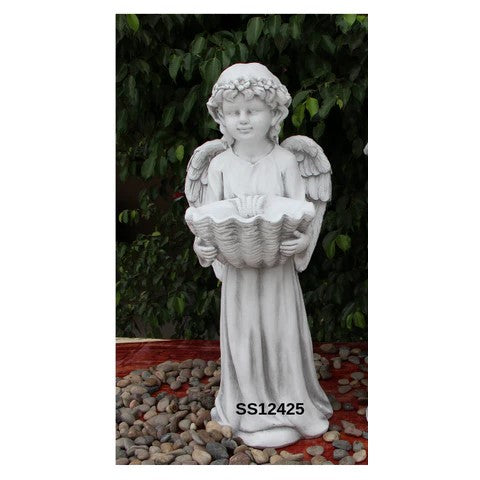 Angel Girl with Wing Bird Feeder Sculpture